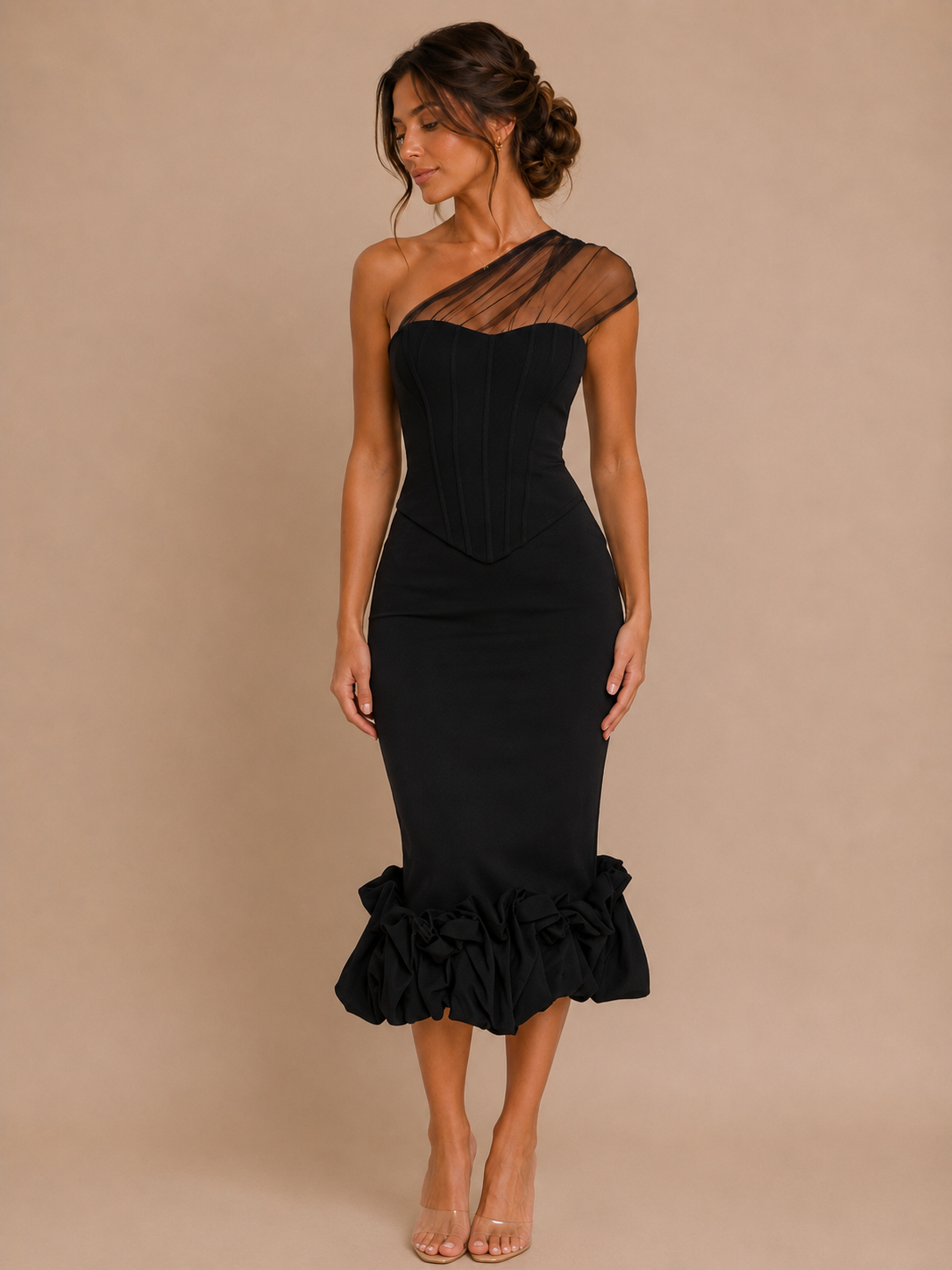 The After Midnight Ruffle Midi Dress