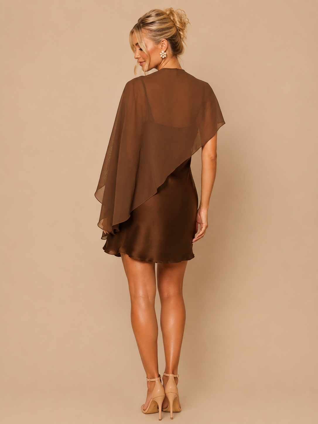 The Mocha Muse Cape Mini Dress