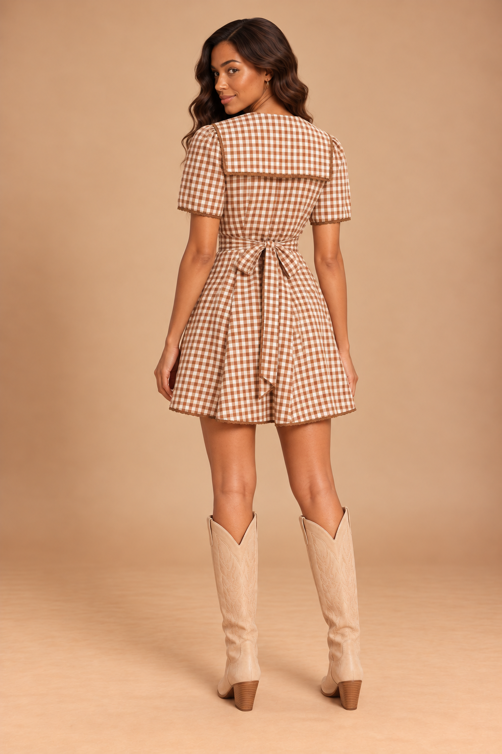Caramel & Charm Gingham Dress
