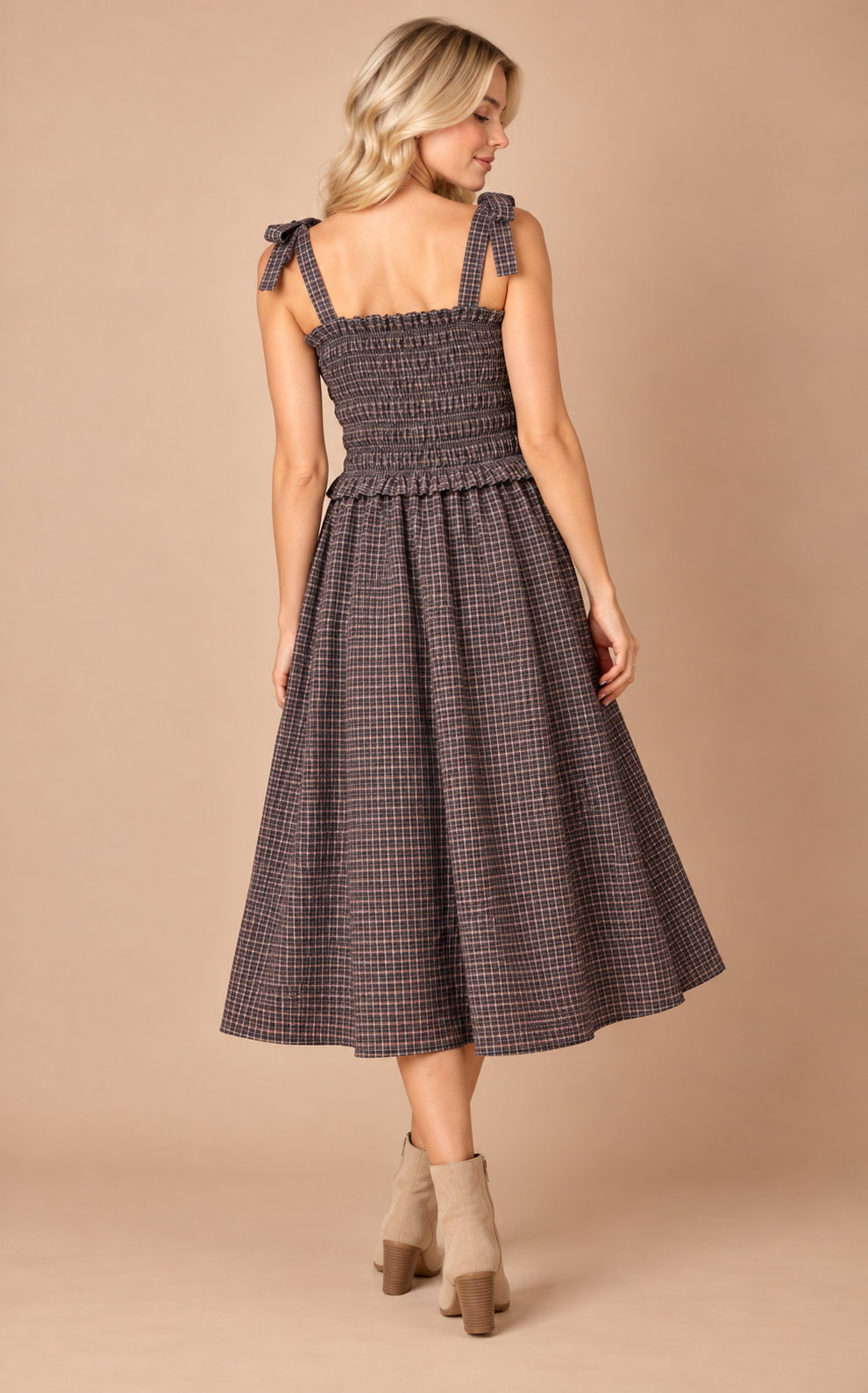 The Autumn Grace Plaid Midi Dress